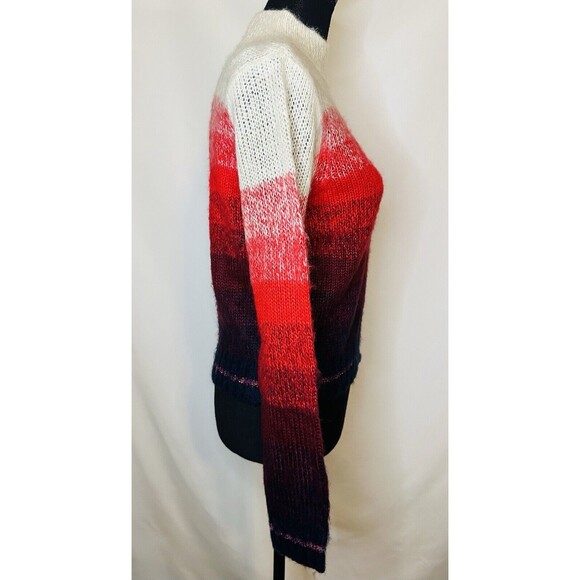 AMERICAN EAGLE Fuzzy Red Ombre Stripe Mock Neck Sweater Women's XS NWT - Picture 5 of 11